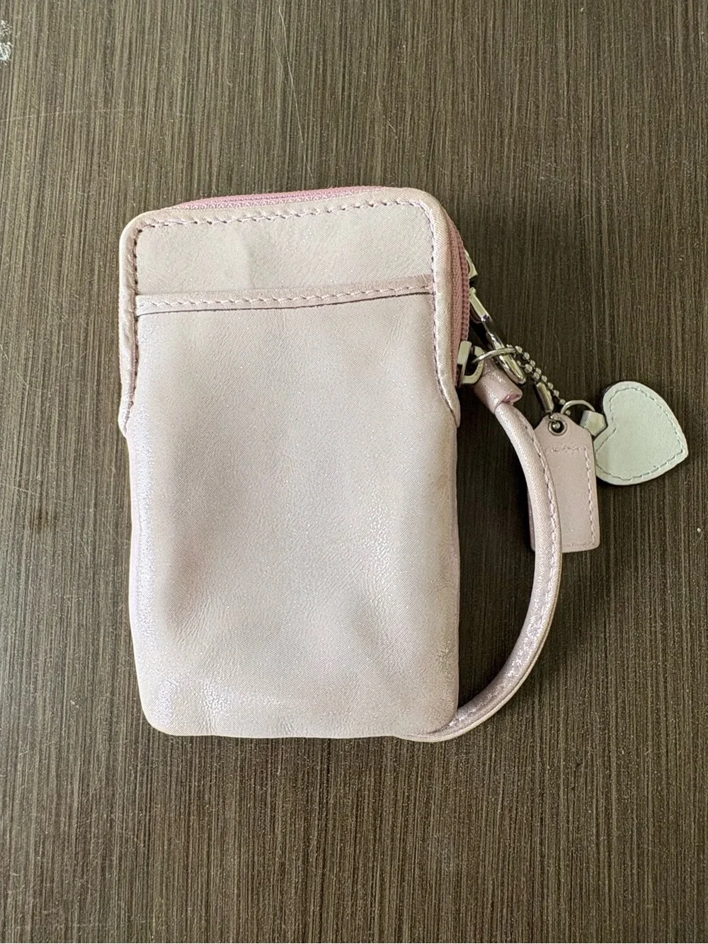 Coach Poppy Legacy Pink Vertical Wristlet